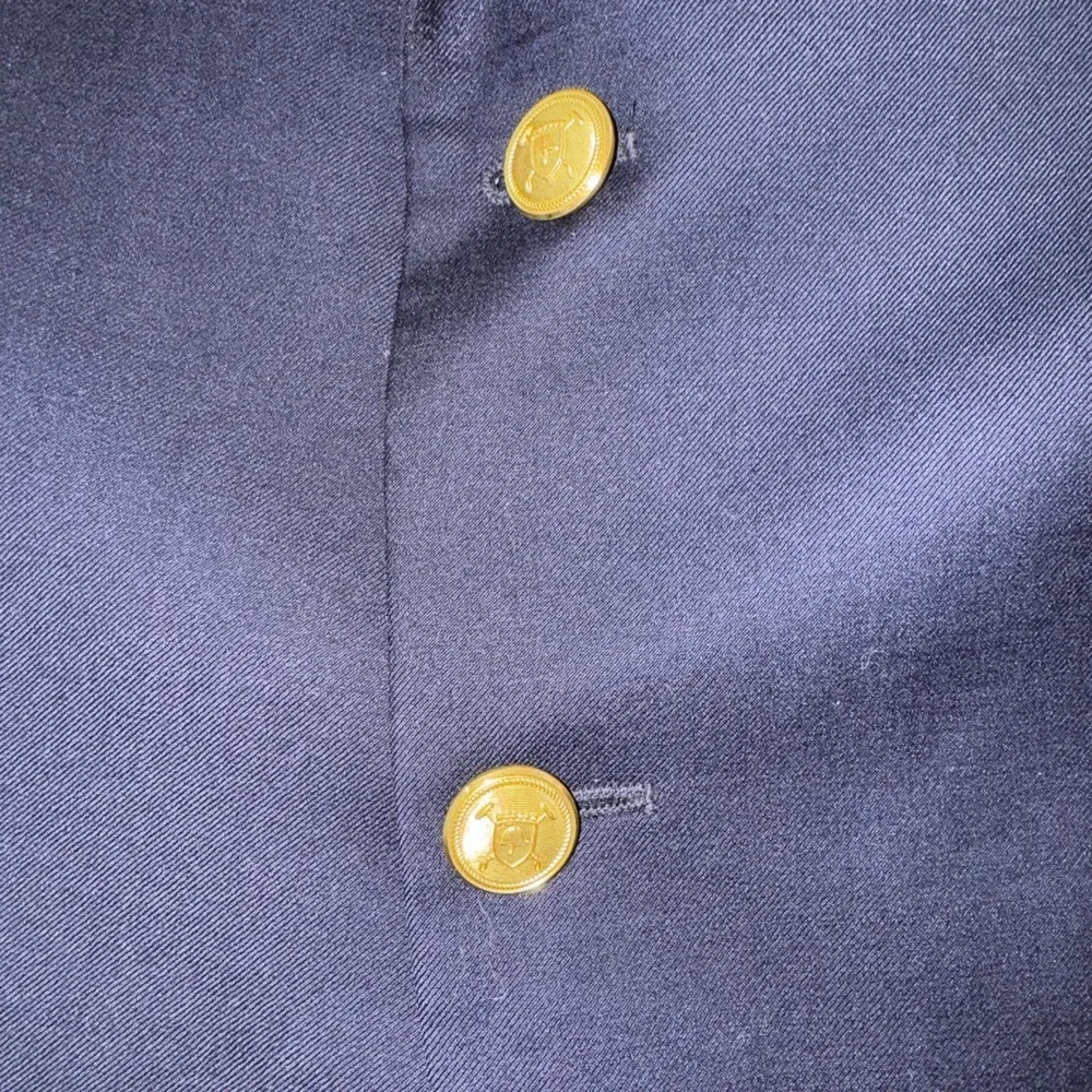 Lauren‎ Ralph Lauren  Men 43S Navy Blue 100% Wool Gold Crest Button Sport Coat